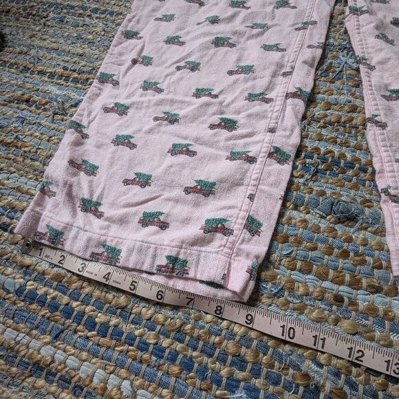 J.Crew Men's Pink Christmas Tree Truck Pajama Pants L Flannel Drawstring Waist - Picture 5 of 8